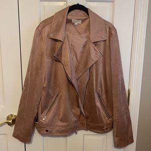 Loft faux suede blush moto jacket